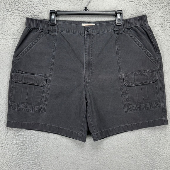Savane Mens Cargo Shorts 42 Dark Grey Safari Stretch Waistband Flat Front Pocket